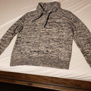 Chic Express Men's Textured Knit Turtleneck Sweater - Black & White, Size XL